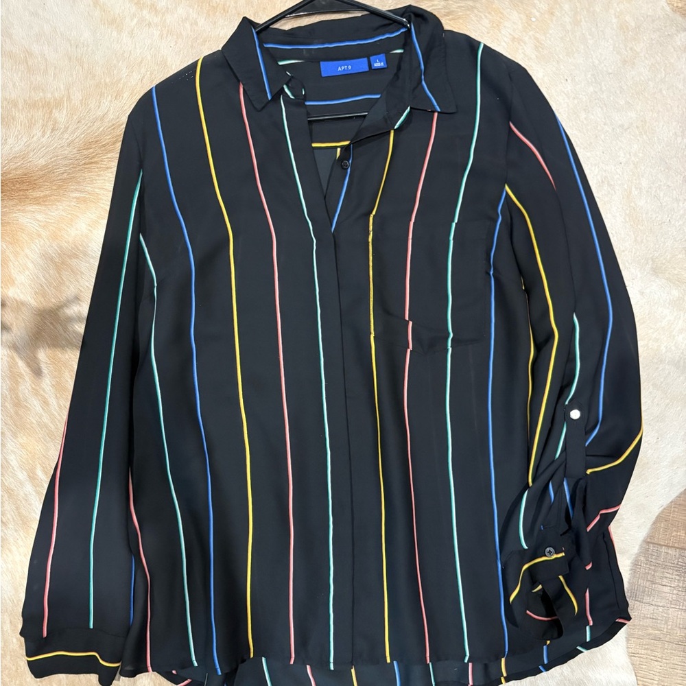 Apt. 9 Black Striped Blouse